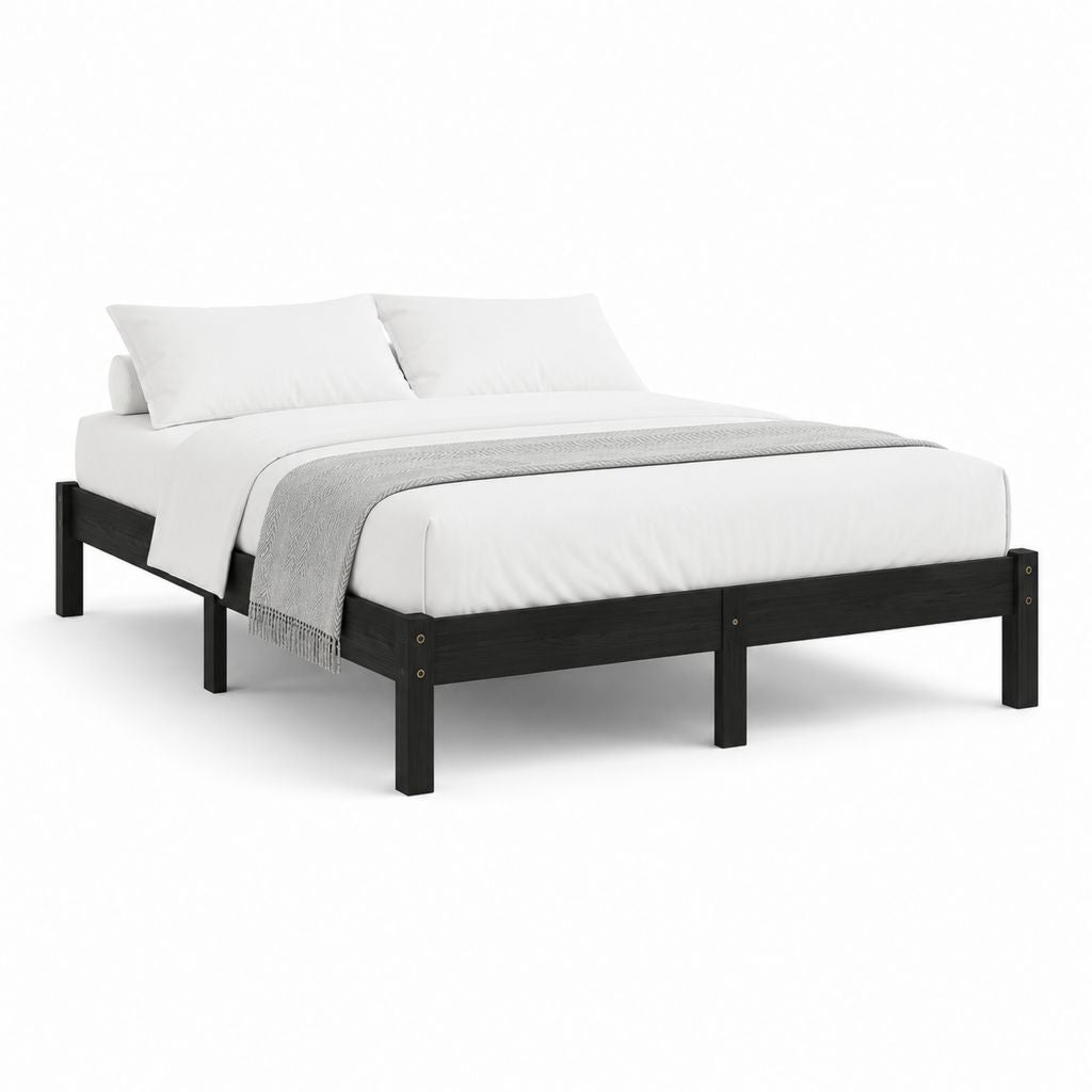 Doppelbett 180 × 200 cm aus Holz ohne Kopfteil, 208 × 188 × 35 cm