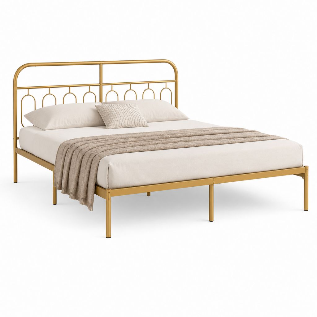 Doppelbett Struktur aus Edelstahl für Matratze 160 × 200 cm, Abmessungen 208 × 166 × 110 cm, mit Kopfteil
