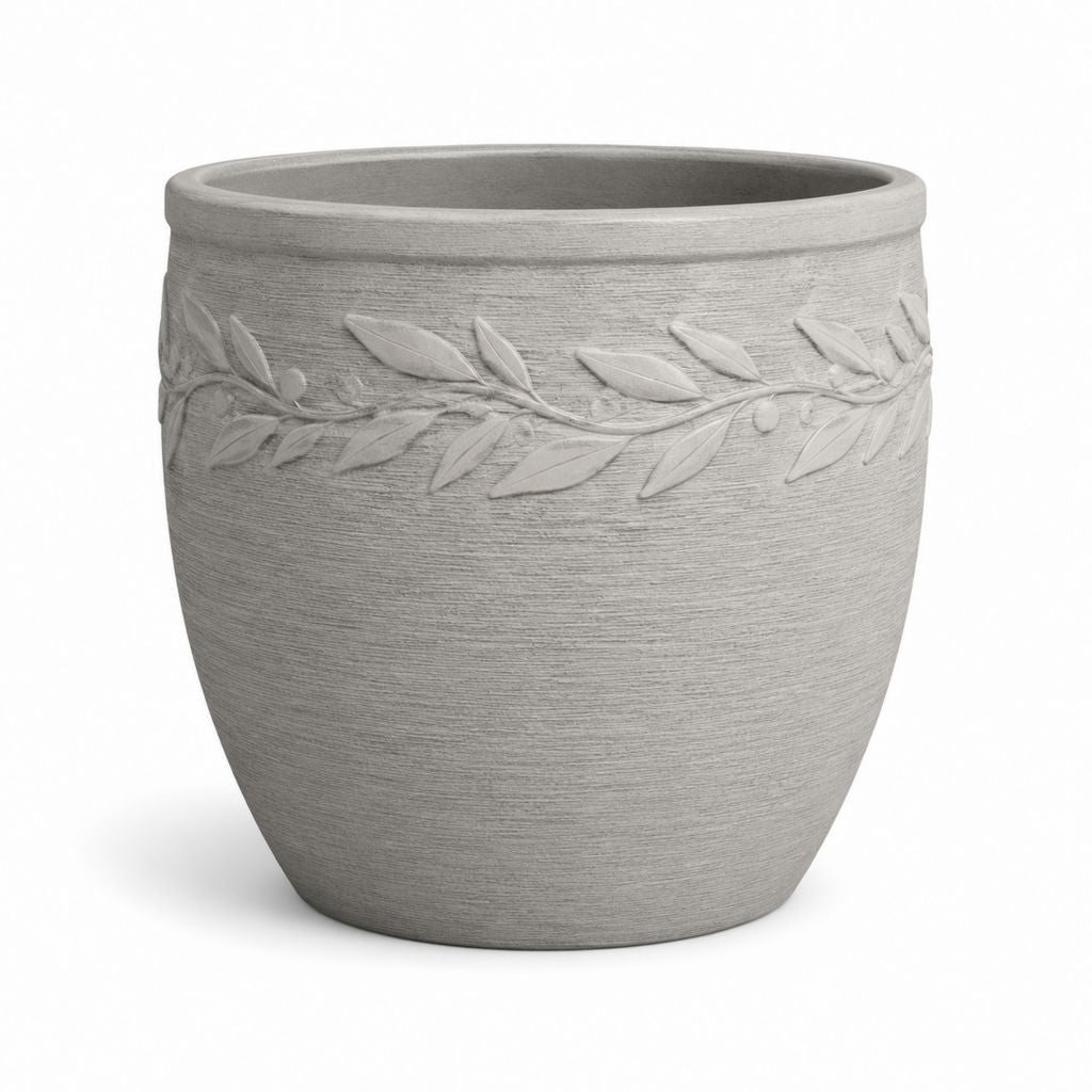 Rundes Glas für Betonpflanzen verstärkt mit Glasfaser, hellgrau, 40 × 36 cm