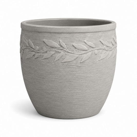 Rundes Glas für Betonpflanzen verstärkt mit Glasfaser, hellgrau, 40 × 36 cm